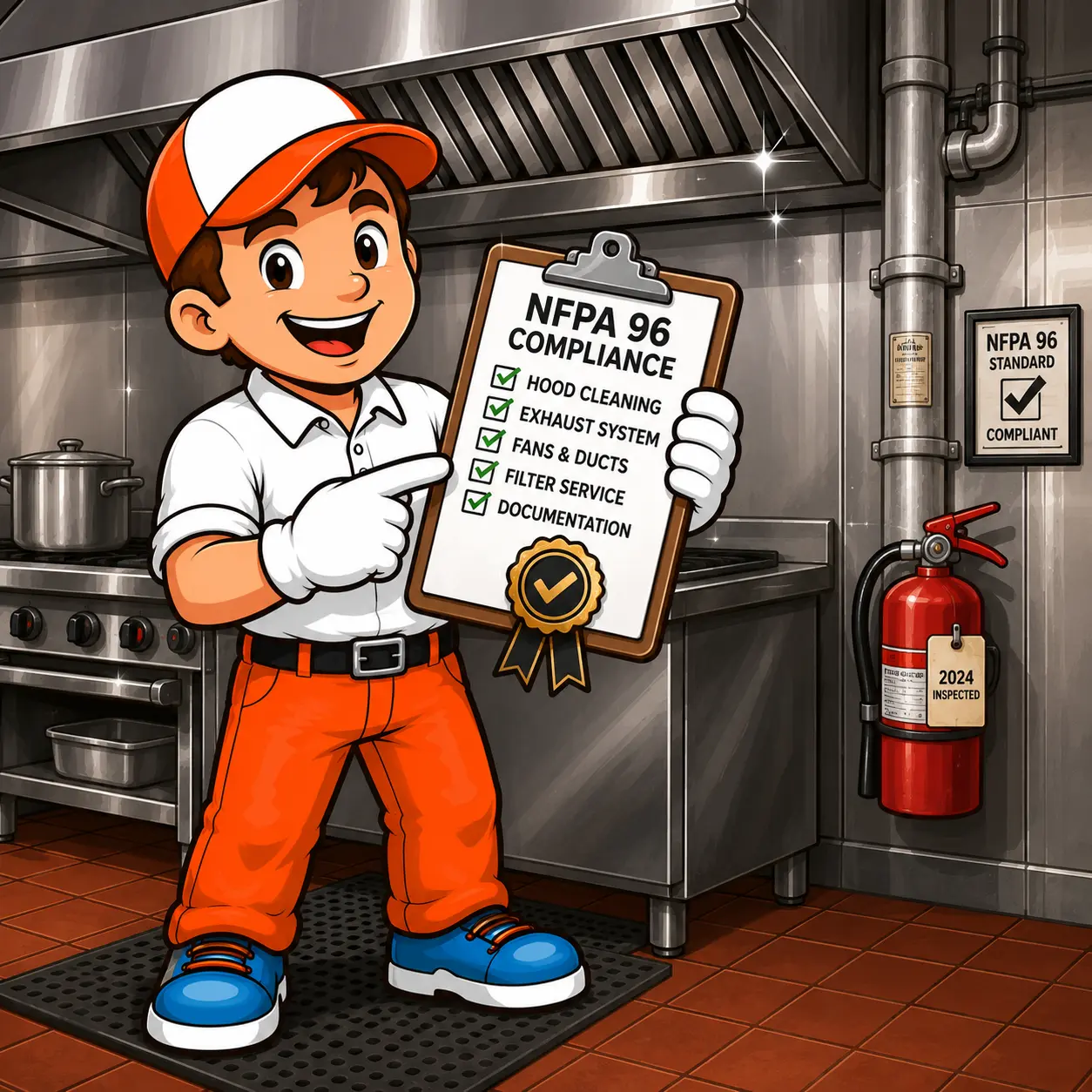 Commercial kitchen exhaust hood cleaning